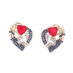 occidental style medium retro earrings heart-shaped diamond ear stud woman ful..