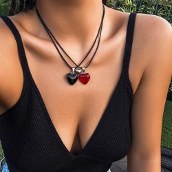occidental style retro color color heart-shaped necklace  brief set love lover..