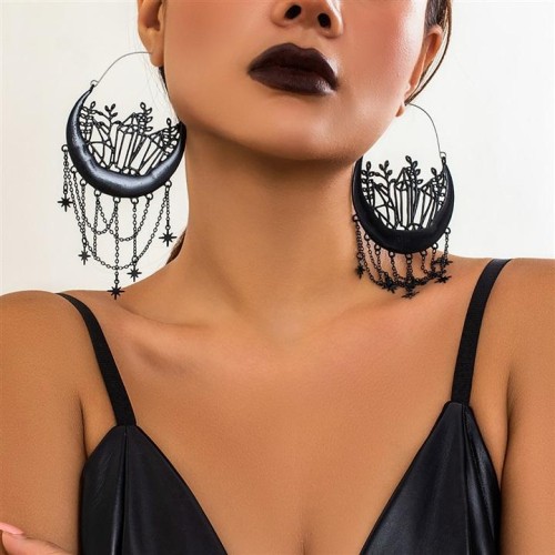 occidental style  flowers hollow tassel ear stud  flower star personality earrings woman