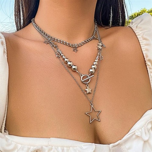 occidental style  wind pendant necklace set  fashion beads Metal chain