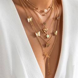 occidental style temperament butterfly Peach heart pendant imitate Pearl neckl..