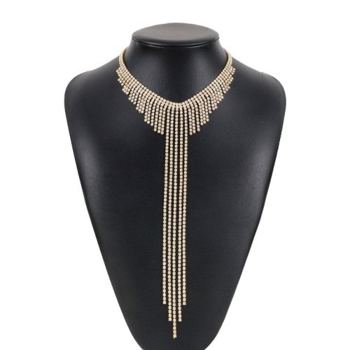  fashion Rhinestone tassel necklace  fully-jewelled claw chain long style exaggerating clavicle
