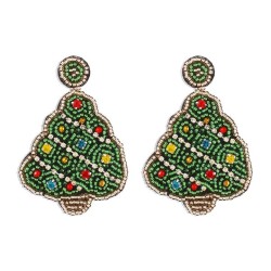E occidental style christmas tree embed earrings  beads colorful diamond cryst..