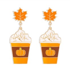 occidental style  Alloy enamel leaf earrings geometry creative Earring