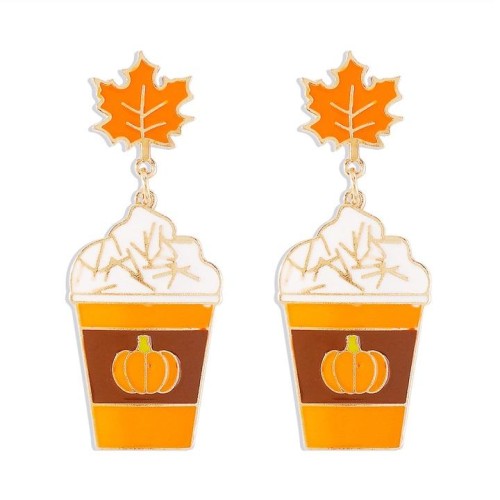 occidental style  Alloy enamel leaf earrings geometry creative Earring
