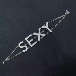 occidental style diamond exaggerating chain personality WordEY fashion necklac..