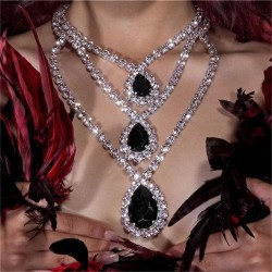  lady multilayer Rhinestone necklace  occidental style personality trend Rhine..