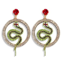 occidental style Earring fashion Round snake diamond earrings creative tempera..