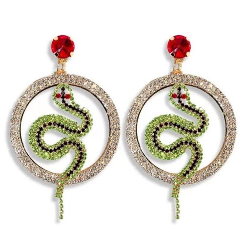 occidental style Earring fashion Round snake diamond earrings creative temperament ear stud lady gem