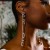  occidental style  fashion geometry Word earrings  brilliant long style Rhinestone ear stud Earring woman