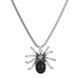  black spider pendant necklace ins wind occidental style personality long styl..