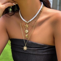 occidental style  wind Shells tassel multilayer necklace  starfish woman