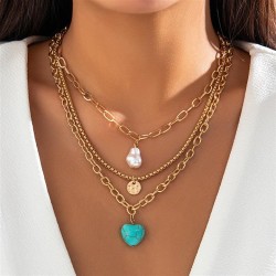 occidental style  retro Nation imitate Pearl necklace woman  fashion heart-sha..