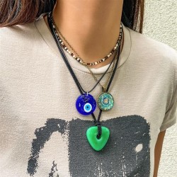 occidental style retro blue eyes woman necklace all-Purpose beads new medium e..