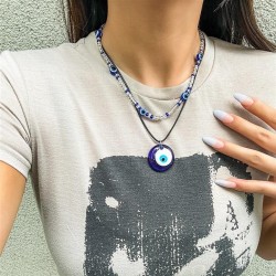 occidental style fashion blue eyes retro beadsnecklace ethnic style Bohemia la..