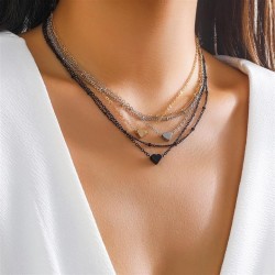 occidental style personality punk Metal chain clavicle  color beads chain hear..