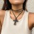occidental style samll cross black rope velvet belt chain all-Purpose twiningdiy necklace