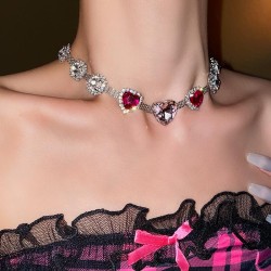 diamond four row love pendant necklace occidental style clavicle chain fashion..