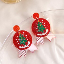 silver christmas Acrylic earrings  Santa Claus christmas tree Earring cartoon ..