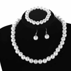  bride sweater chain chain diamond Artificial Pearl necklace ear stud bracelet..