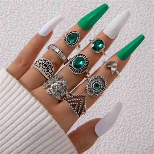   retro palace wind mosaic gem ring set geometry personality exaggerating ring