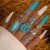 occidental style retro wind imitate turquoise ring  flowers leaves eagle geometry ring set woman