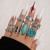 occidental style retro wind imitate turquoise ring  flowers leaves eagle geometry ring set woman