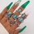 occidental style retro wind imitate turquoise ring  flowers leaves eagle geometry ring set woman