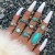 occidental style retro wind imitate turquoise ring  flowers leaves eagle geometry ring set woman