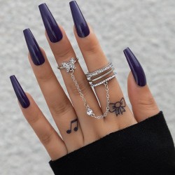 occidental style silver color brief Rhinestone butterfly ring  geometry diamon..