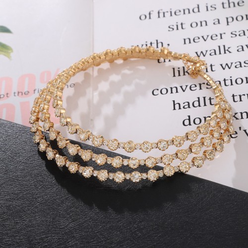 Korean bride shine Rhinestone set  Round fully-jewelled bracelet earrings necklace three