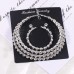  Korean bride shine Rhinestone set  Round fully-jewelled bracelet earrings necklace three