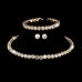  Korean bride shine Rhinestone set  Round fully-jewelled bracelet earrings necklace three