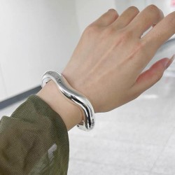 samll style surface silver color circle wave bangle wind temperament opening w..