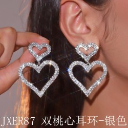 occidental style exaggerating claw chain   Double Peach heart Rhinestone fully..