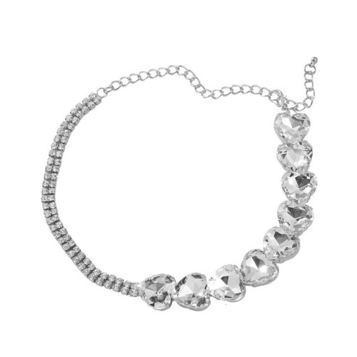 bronze necklace occidental style woman heart-shaped glass diamond fully-jewelled banquet chainnecklace