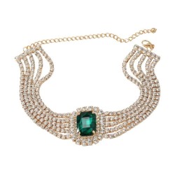 bronze necklace occidental style exaggerating woman square Rhinestone fully-je..