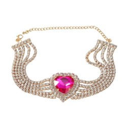 bronze necklace occidental style exaggerating woman heart-shaped glass diamond..