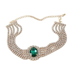 bronze necklace occidental style exaggerating woman Round glass diamond fully-..