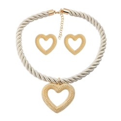 trend earrings necklace set woman heart-shaped Alloy pendant occidental style