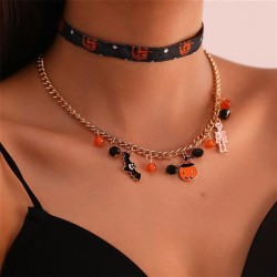 occidental style necklace set skull bat shirt fashion fitting woman