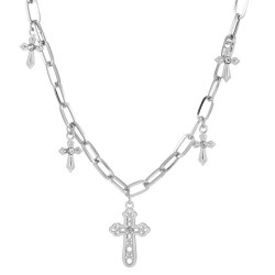 occidental styleins Alloy retro Pearl cross pendant punk all-Purpose multilaye..