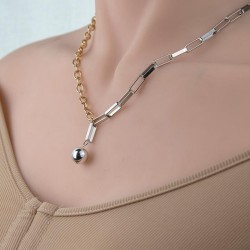 fashion double color chain silver personality lady necklace