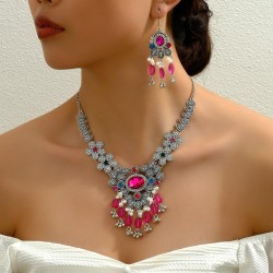 occidental style fashion retro wind concise exaggerating lady necklace earring..