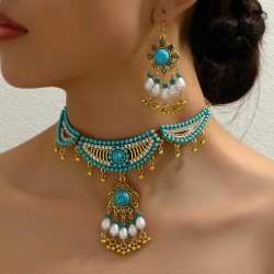 occidental style fashion retro concise turquoise accessories temperament exagg..