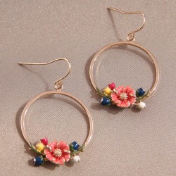 fashion sweetOL concise flowers Round personality lady earrings