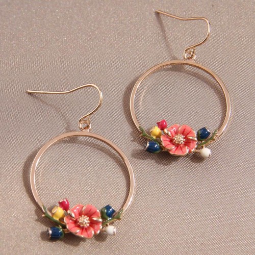 fashion sweetOL concise flowers Round personality lady earrings