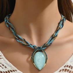 1 fashion Bohemia ethnic style leaf temperament lady necklace