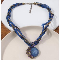 fashion noble wind peacock beads multilayer temperament lady necklace