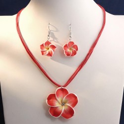 1 fashionOL concise flowers personality lady necklace earrings set